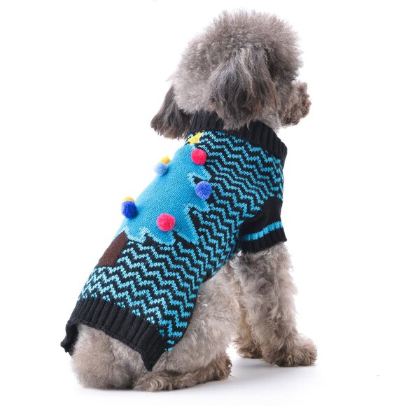 Blueberry Pet Christmas Tree Snowflake Sweater Coat Hoodie Dog Cat Pets Red Blue - Picture 8 of 10